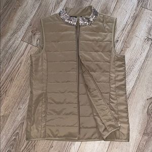 Tan Sequin Collar Vest